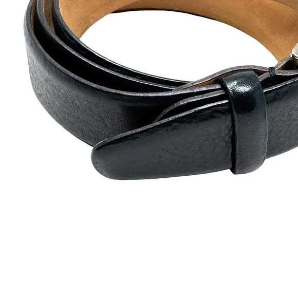 BYBLOS Mens belt Italian Size 58 US size 48 Black leather silver buckle Italy - Picture 3 of 7